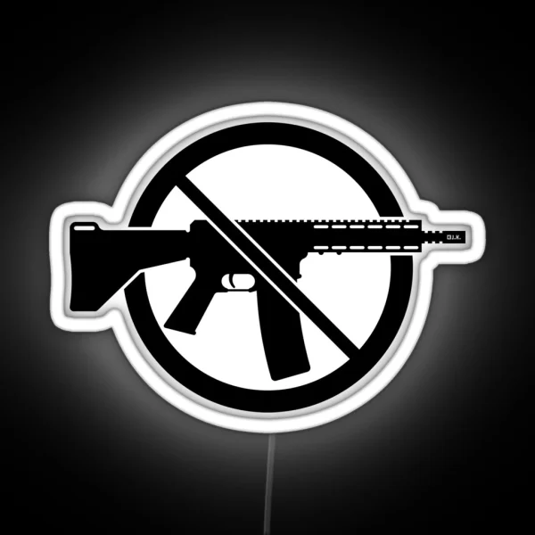 Gun Ban Prohibition Sign No Weapons Peace Black RGB Neon Sign