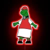 Glowing neon sign featuring iconic Arsenal mascot in colorful hues