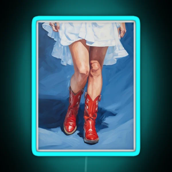 Gypsy Cowgirl With Red Boots RGB Neon Sign