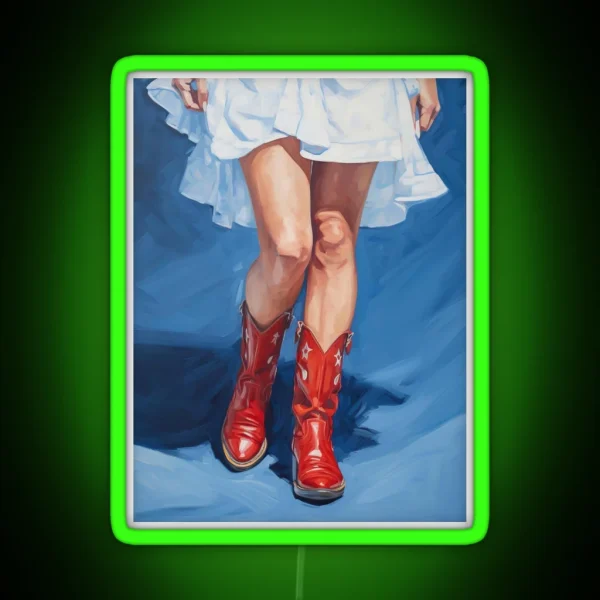 Gypsy Cowgirl With Red Boots RGB Neon Sign