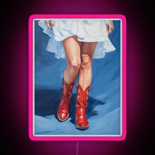 Gypsy Cowgirl With Red Boots RGB Neon Sign
