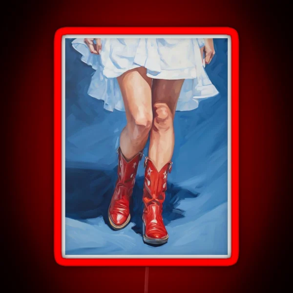 Gypsy Cowgirl With Red Boots RGB Neon Sign