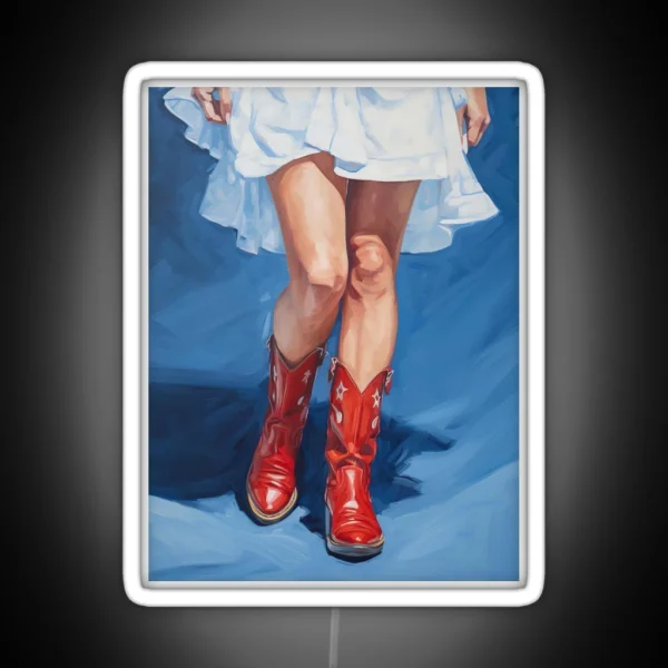 Gypsy Cowgirl With Red Boots RGB Neon Sign