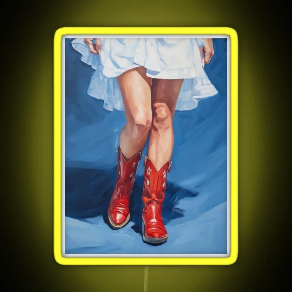 Gypsy Cowgirl With Red Boots RGB Neon Sign