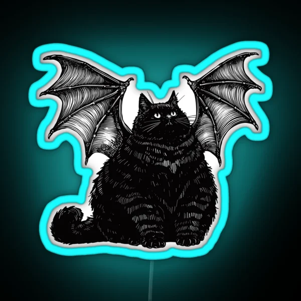 Halloween Bat Cat RGB Neon Sign