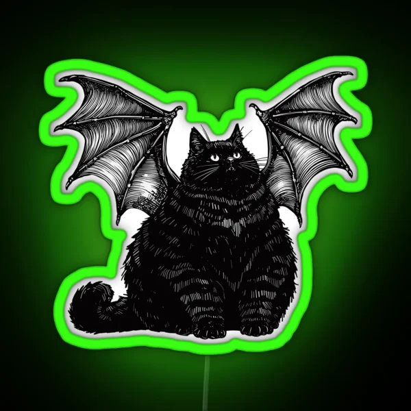 Halloween Bat Cat RGB Neon Sign