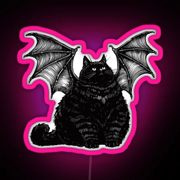 Halloween Bat Cat RGB Neon Sign
