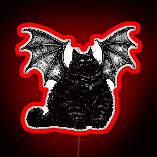 Halloween Bat Cat RGB Neon Sign