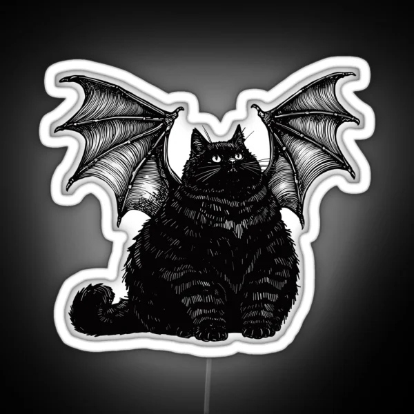 Halloween Bat Cat RGB Neon Sign