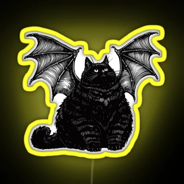 Halloween Bat Cat RGB Neon Sign