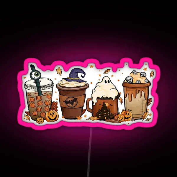 Halloween Coffee Lover Spooky Caffeine Fiend Fun RGB Neon Sign