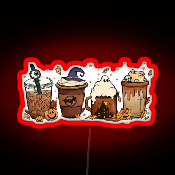 Halloween Coffee Lover Spooky Caffeine Fiend Fun RGB Neon Sign