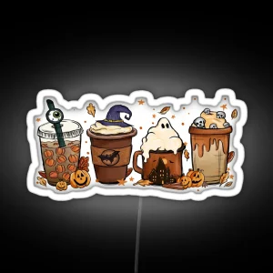 Halloween Coffee Lover Spooky Caffeine Fiend Fun RGB Neon Sign