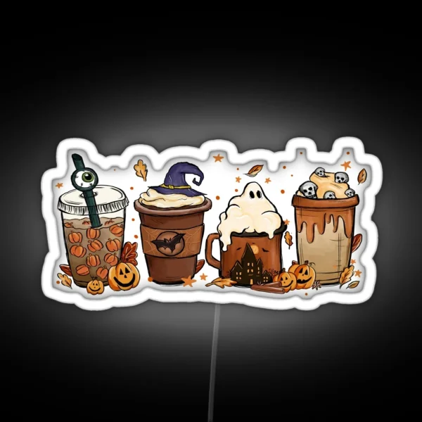 Halloween Coffee Lover Spooky Caffeine Fiend Fun RGB Neon Sign