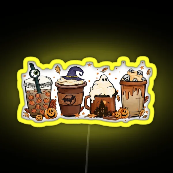 Halloween Coffee Lover Spooky Caffeine Fiend Fun RGB Neon Sign