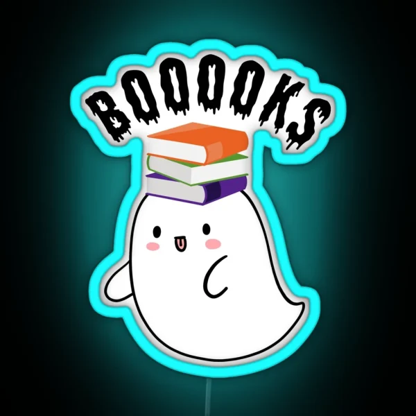 Halloween Ghost Booooks RGB Neon Sign