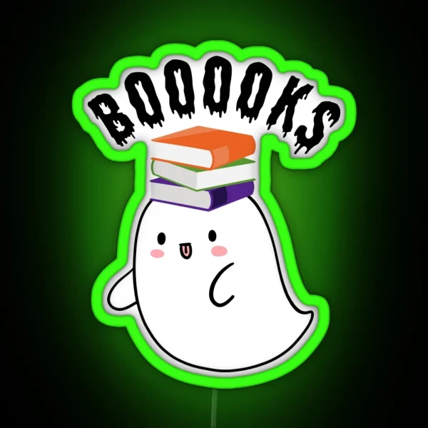 Halloween Ghost Booooks RGB Neon Sign