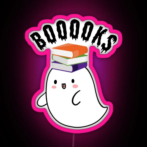 Halloween Ghost Booooks RGB Neon Sign