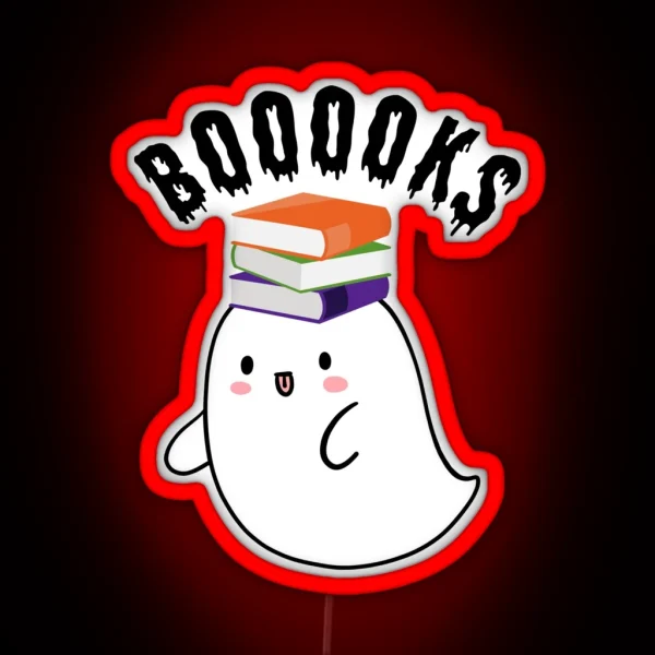 Halloween Ghost Booooks RGB Neon Sign