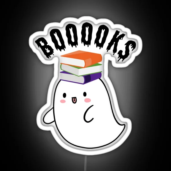 Halloween Ghost Booooks RGB Neon Sign