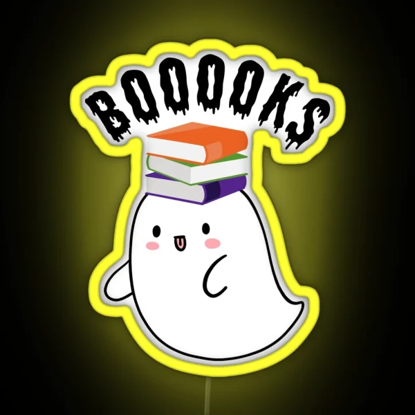 Halloween Ghost Booooks RGB Neon Sign