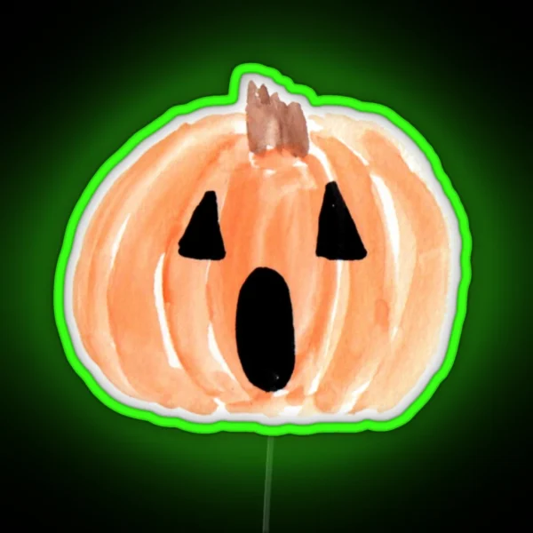 Halloween Jack O Lantern Watercolor Pumpkin Happy Halloween Spooky Pumpkin RGB Neon Sign