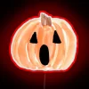 Spooky Neon Sign: Vibrant Halloween Jack o'Lantern Watercolor Design Illumination