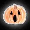 Vibrant watercolor Jack o' Lantern neon sign for spooky Halloween decor.