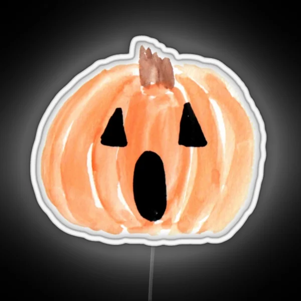 Halloween Jack O Lantern Watercolor Pumpkin Happy Halloween Spooky Pumpkin RGB Neon Sign