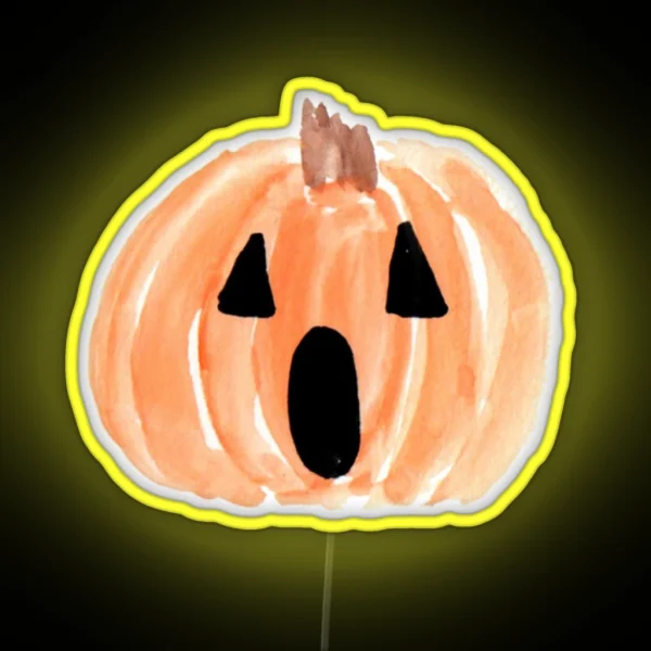 Halloween Jack O Lantern Watercolor Pumpkin Happy Halloween Spooky Pumpkin RGB Neon Sign