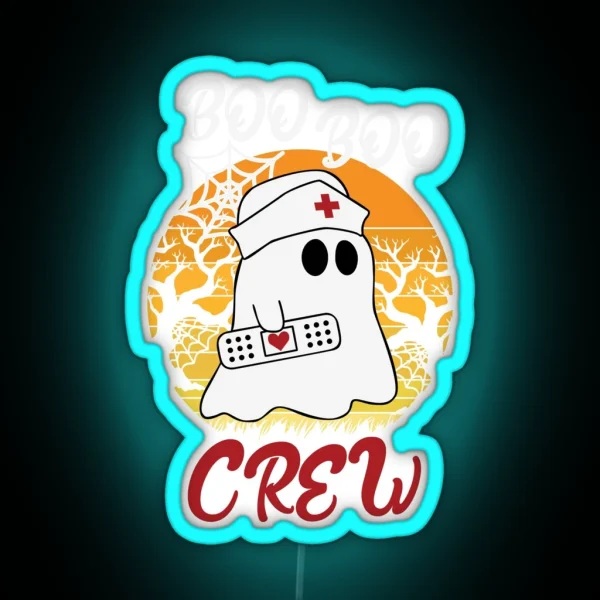 Halloween Nurse Boo Boo Crew With Bandage RGB Neon Sign
