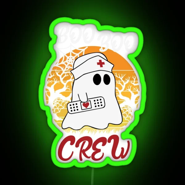 Halloween Nurse Boo Boo Crew With Bandage RGB Neon Sign