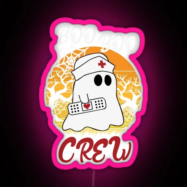 Halloween Nurse Boo Boo Crew With Bandage RGB Neon Sign