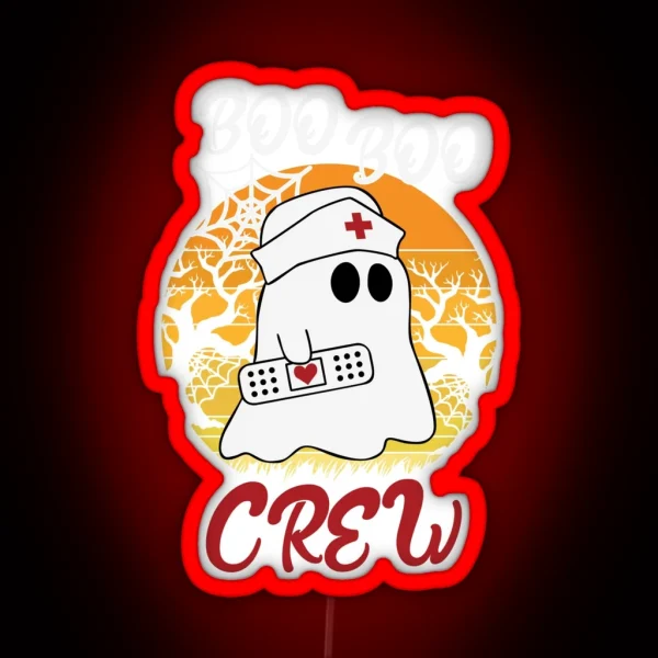 Halloween Nurse Boo Boo Crew With Bandage RGB Neon Sign