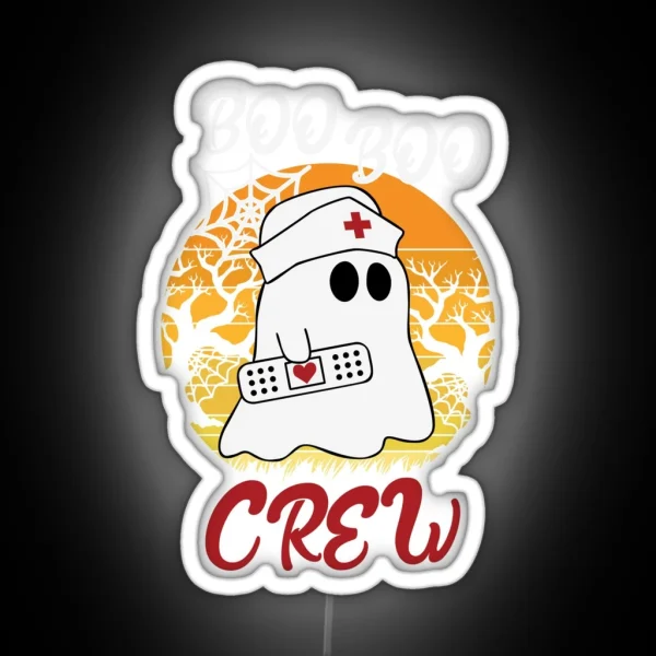 Halloween Nurse Boo Boo Crew With Bandage RGB Neon Sign