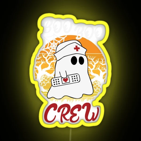 Halloween Nurse Boo Boo Crew With Bandage RGB Neon Sign