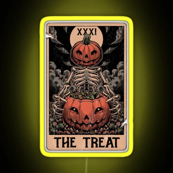 Halloween Tarot Pumpkin Treat RGB Neon Sign