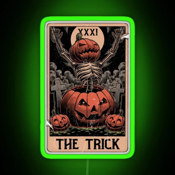 Halloween Tarot Pumpkin Trick RGB Neon Sign