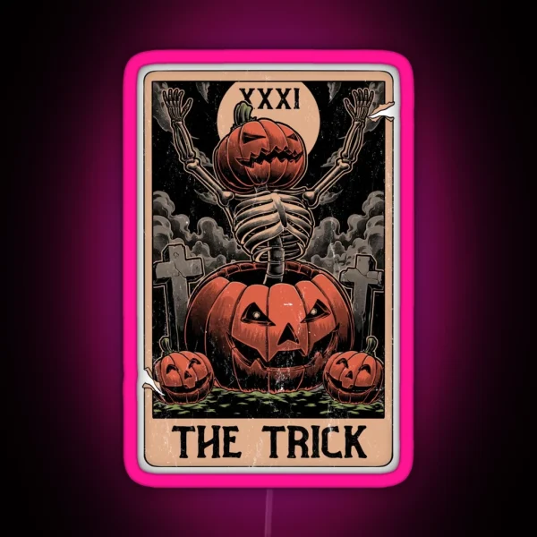 Halloween Tarot Pumpkin Trick RGB Neon Sign