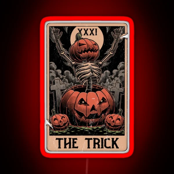 Halloween Tarot Pumpkin Trick RGB Neon Sign