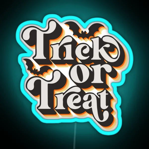 Halloween Trick Or Treat Vintage RGB Neon Sign