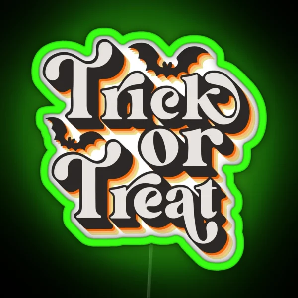 Halloween Trick Or Treat Vintage RGB Neon Sign