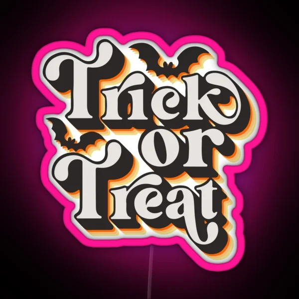 Halloween Trick Or Treat Vintage RGB Neon Sign