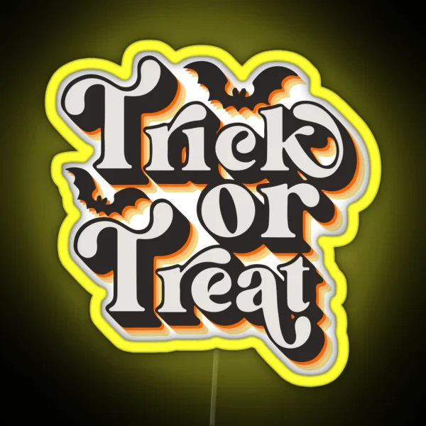 Halloween Trick Or Treat Vintage RGB Neon Sign