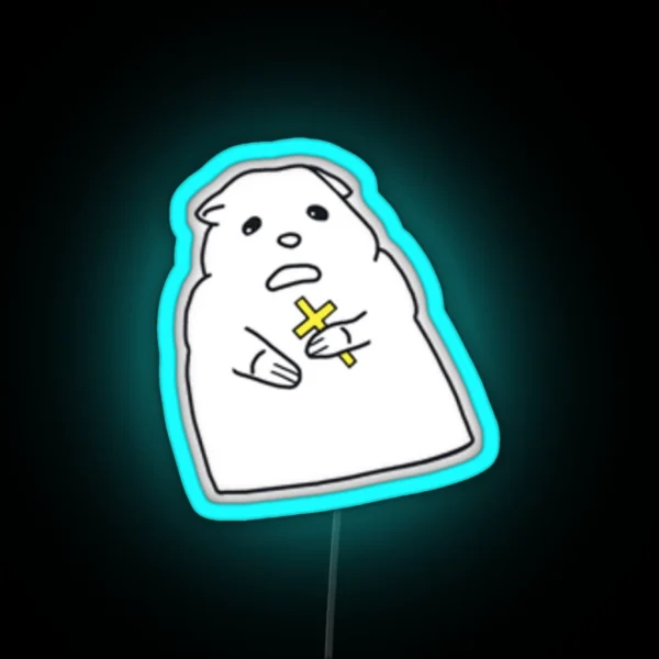 Hamster With A Cross Small RGB Neon Sign