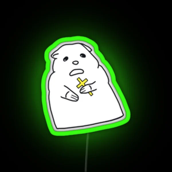 Hamster With A Cross Small RGB Neon Sign