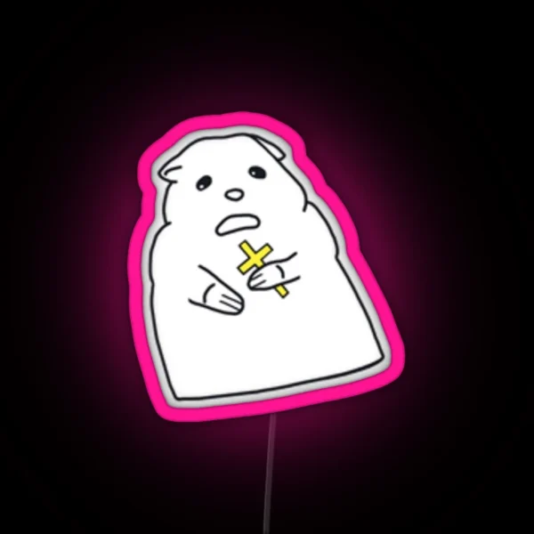 Hamster With A Cross Small RGB Neon Sign