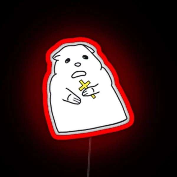 Hamster With A Cross Small RGB Neon Sign