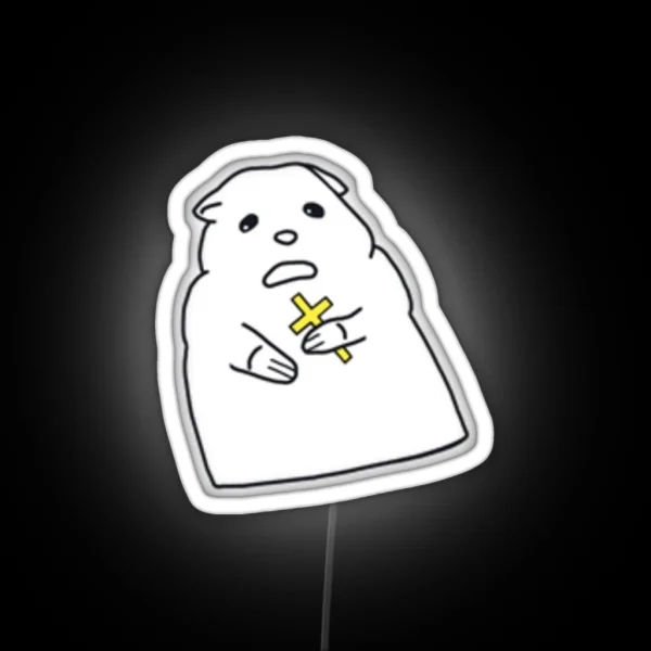 Hamster With A Cross Small RGB Neon Sign