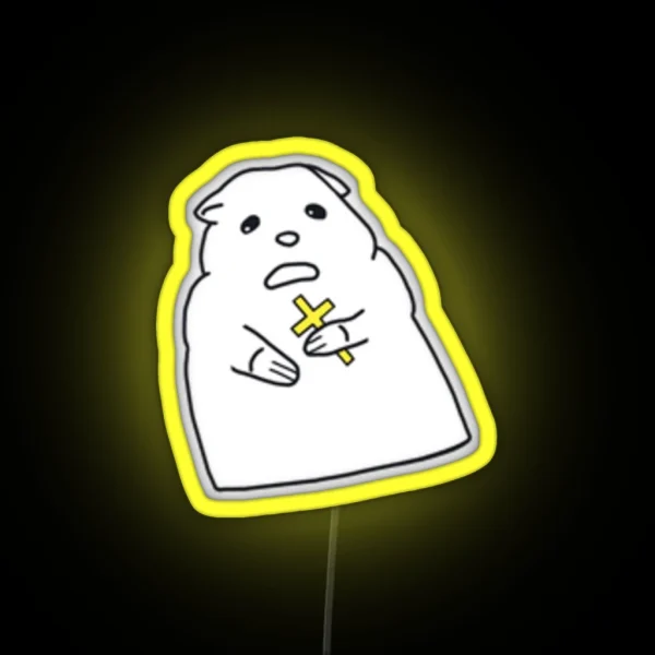 Hamster With A Cross Small RGB Neon Sign